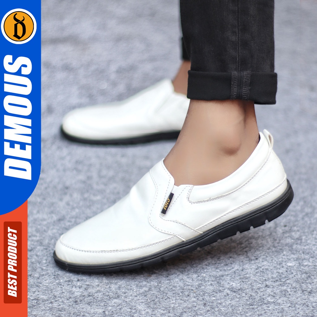 Sepatu Slip On Pria Sepatu Casual Pria Formal Kulit Pu Sepatu Pantofel Kerja Kantor Kuliah Kondangan Sepatu Slop Pria Sepatu Hitam Pria DEMOUS HAIJIN