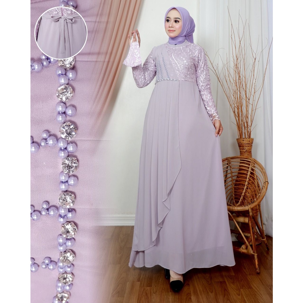 Gamis Amirra || [COD] Bayar di Tempat || Gamis Wisuda Remaja Terbaru || Terlaris Gamis Pesta Tille Tuton Premium Kombinasi Cerutty || Gamis Seragam Pesta Modern 2022