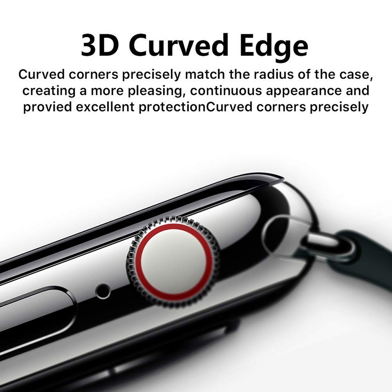 Pelindung layar kaca tempered full coverage melengkung 3D yang kompatibel untuk Apple Watch Series 7/SE/6/5/4/3/2/1