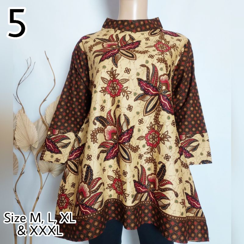 Blus Blouse Atasan Batik Wanita Kantor Kerja Jumbo Aserehe Mataram Primisima-5