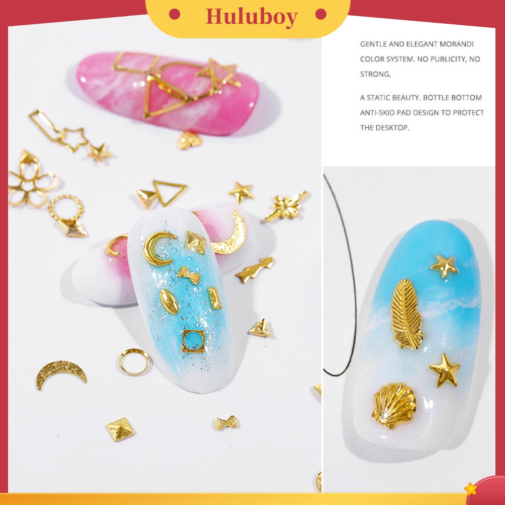 Huluboy Huluboy♡ Hiasan Kuku Bentuk Bulanbintang Hollow Bahan Metal Untuk DIY Nail Artmanicure