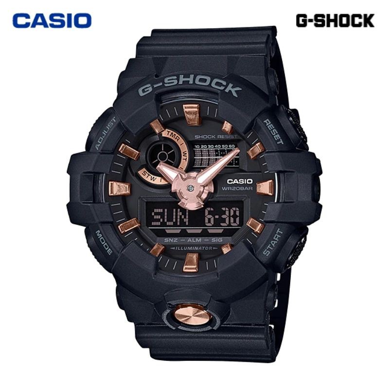 JAM TANGAN PRIA CASIO G-SHOCK GA-710B-1A4 ORIGINAL - GSHOCK GA710B HITAM ROSEGOLD