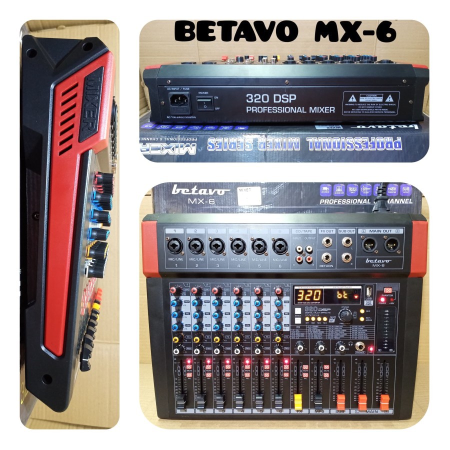 MIXER AUDIO 6 CHANNEL BETAVO MX 6 PROFESIONAL EFFECT DSP 320