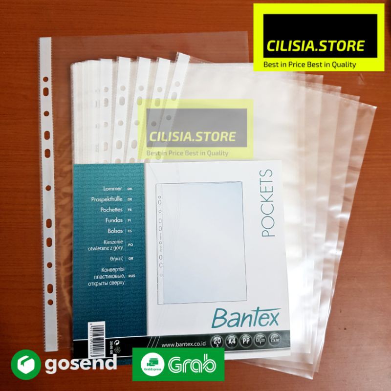 

PP Pocket Plastik Bantex F4 Folio / A4 Clear 0.06mm Anti Static 20 Lbr