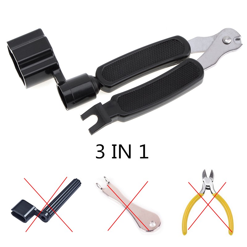 [BARANG HOBI] - Guitar Tools 3 in 1 String Winder + Bridge Pins Puller + String Cutter - Black