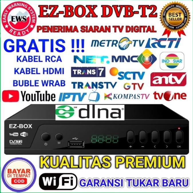 Ez-Box Set Top Box Dvb-T2 Penerima Siaran Televisi Digital Youtube Wif Berlianistore48