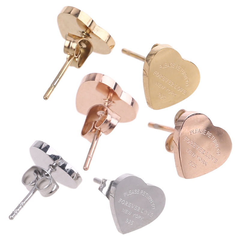 Siy Anting Tusuktindik Bahan Stainless Steel Desain Hatitulisan Forever Gaya Punk Untuk Hadiah