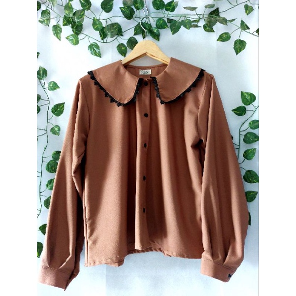 Baju Atasan Wanita Renda Kerah Rebah