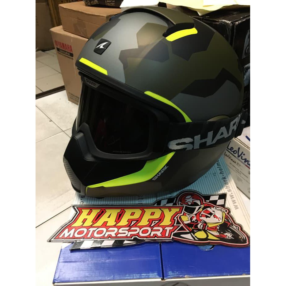 HELM SHARK VANCORE WIPEOUT BLACK ARMY YELLOW FLUO MADE IN FRANCE L XL