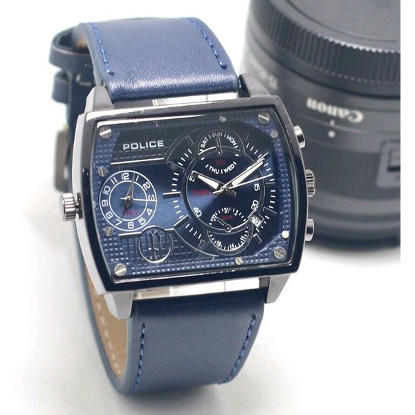 best produk Jam Tangan Pria / cowok Police Tali Karet Dual Time Sport