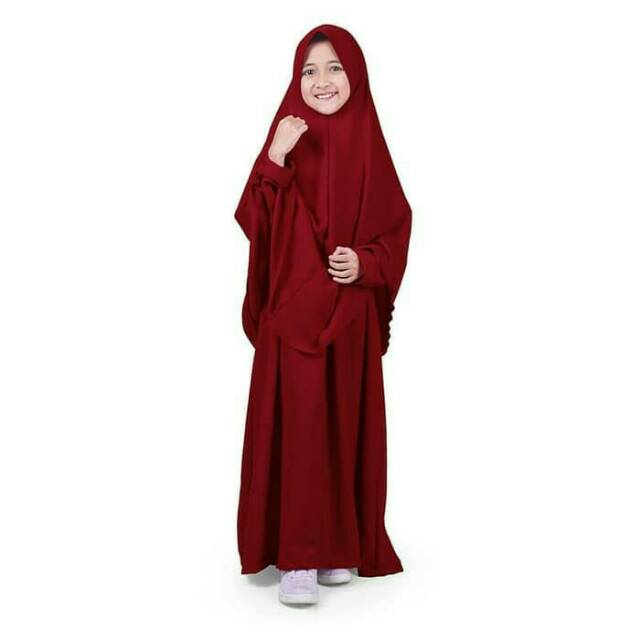 Baju gamis baju muslim syar'i anak perempuan merah maroon wrsn01