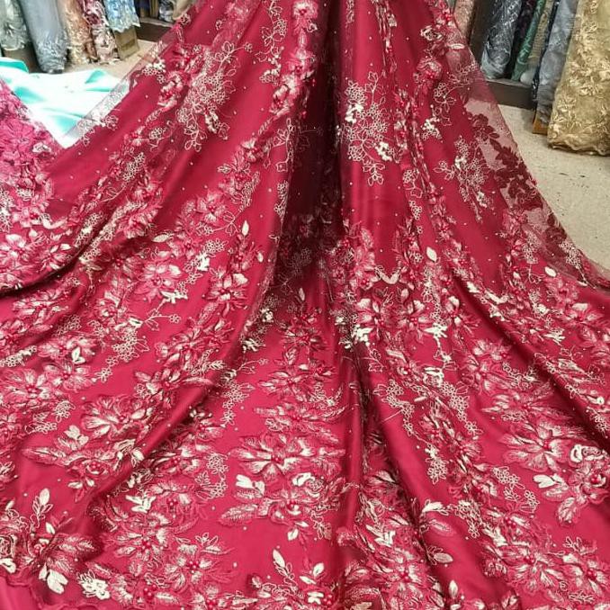 Kualitas Terbaik Kain brokat 3D prancis terbaru. Tile 3d prancis. bahan dress, gaun DISKON