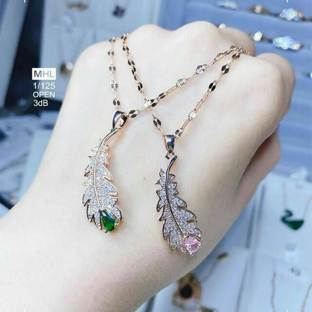 GG kalung Sayap Berlian Batu zircon Titanium #KL-SBERLIAN