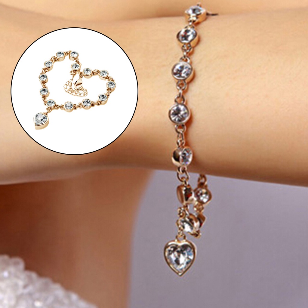 Hu Hu Hu Hu Hu Alat Bantu Pasang Kacamata♡ Gelang Rantai Bentuk Hati Aksen Berlian Imitasi Bahan Alloy Untuk Wanita
