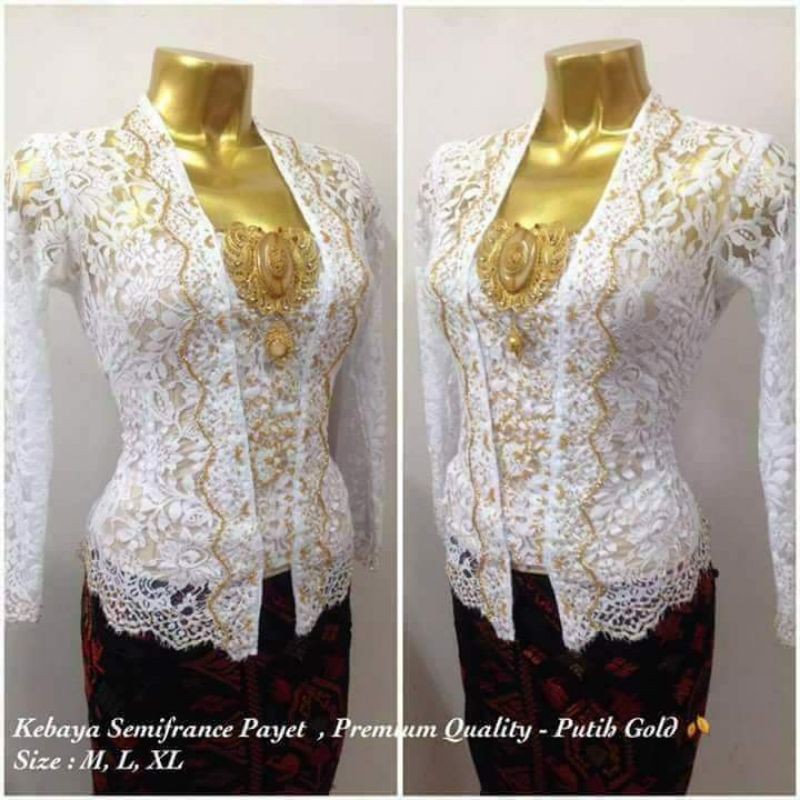 Kebaya Putih Payet Gold / Payet  Silver