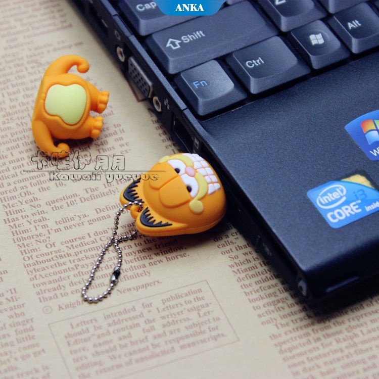 Kartun Kreatif Kepribadian Boneka Garfield U Disk 8 GB/16 GB Lucu Gantungan Kunci Ponsel Komputer Penggunaan Ganda