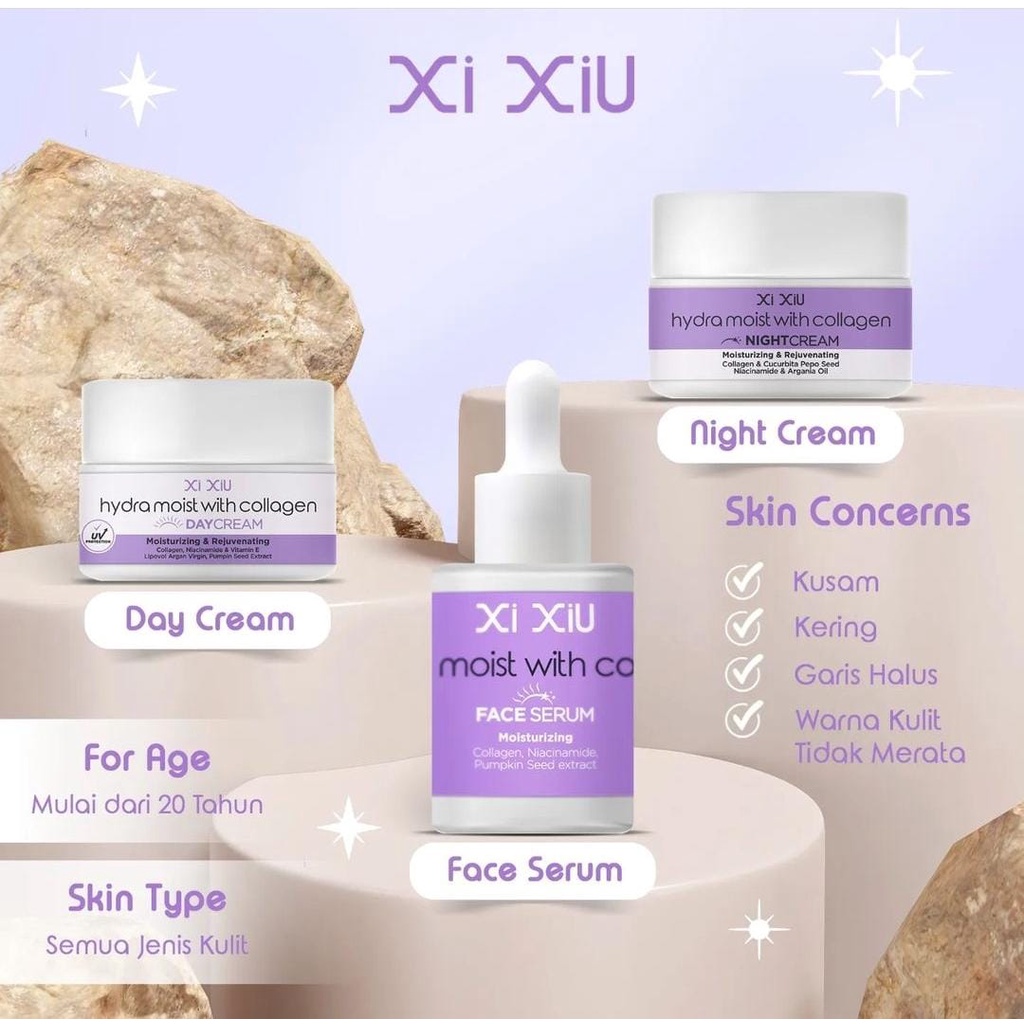 XI XIU HYDRA MOIST WITH COLLAGEN DAY CREAM / NIGHT CREAM / FACE SERUM MOISTURIZING