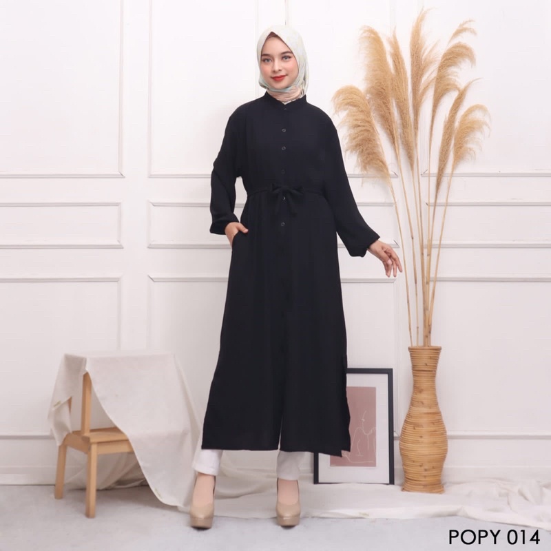 POPPY LONG TUNIK POLOS CRINKLE AIRFLOW TUNIK POLOS KANCING BUSUI BUMIL PGMTA