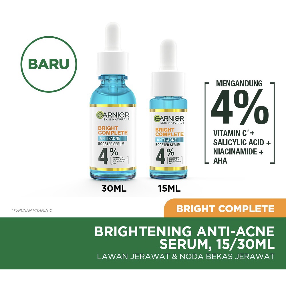 ☘️Yuri Kosmetik☘️ Garnier Bright Complete 3in1 Anti Acne Serum 30ml 15ml 7,5ml / Serum Anti Jerawat