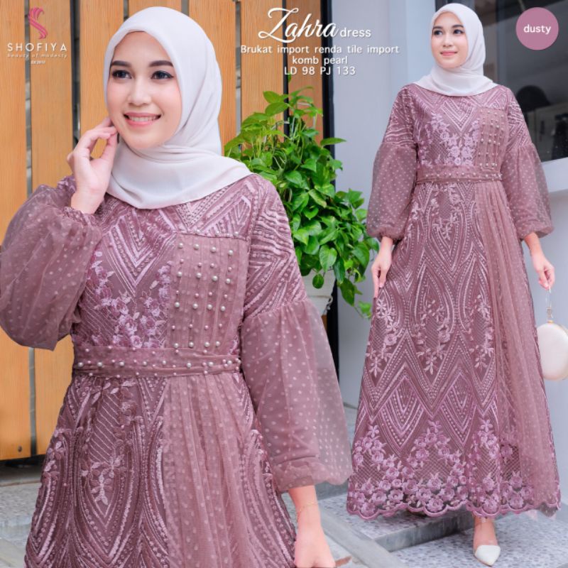 Zahra Dress / Zahra Dress By shofiya / Dress Brokat Premium / Dress Idul Fitri Premium