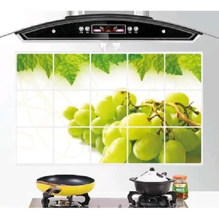 Stiker / Wallpaper Dinding Dapur Motif Buah Anggur Hijau