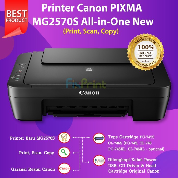 Printer Inkjet Canon MG2570 s mg2570s multi fungsi Print Scan Copy A4