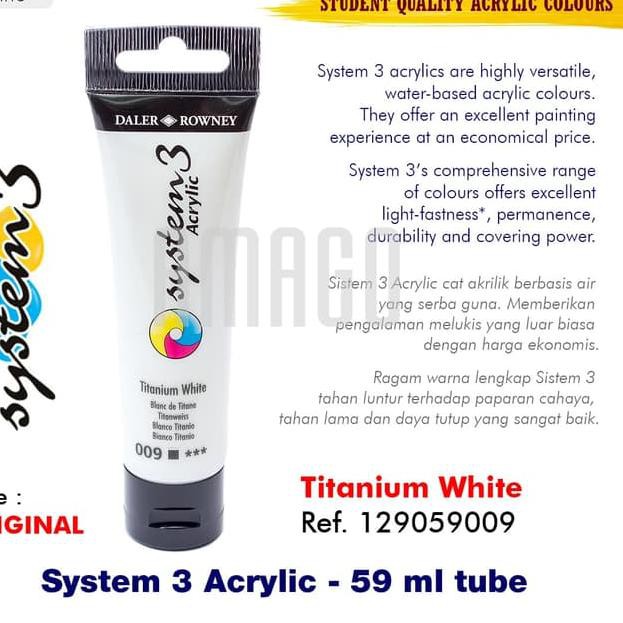 

506CR DALER-ROWNEY - SYSTEM 3 ACRYLIC 59 ML - TITANIUM WHITE - 129059009 *