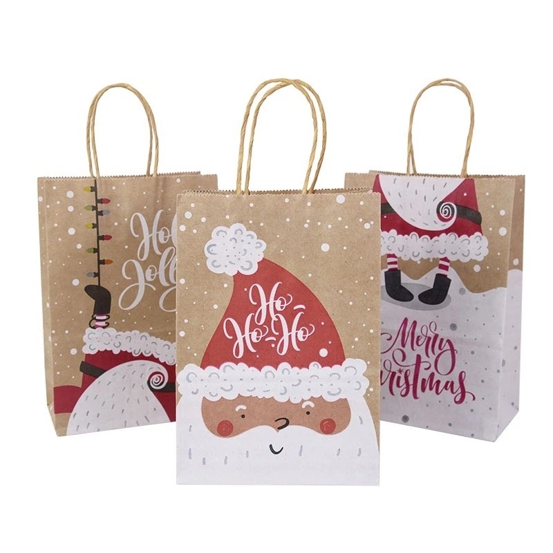 New Year Christmas Theme Series Kraft Paper Bag/ Thickened Multi-style Gift Tote Bags