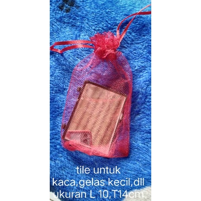sarung tile sauvenir kaca,gelas kecil, ukuran 9x13cm