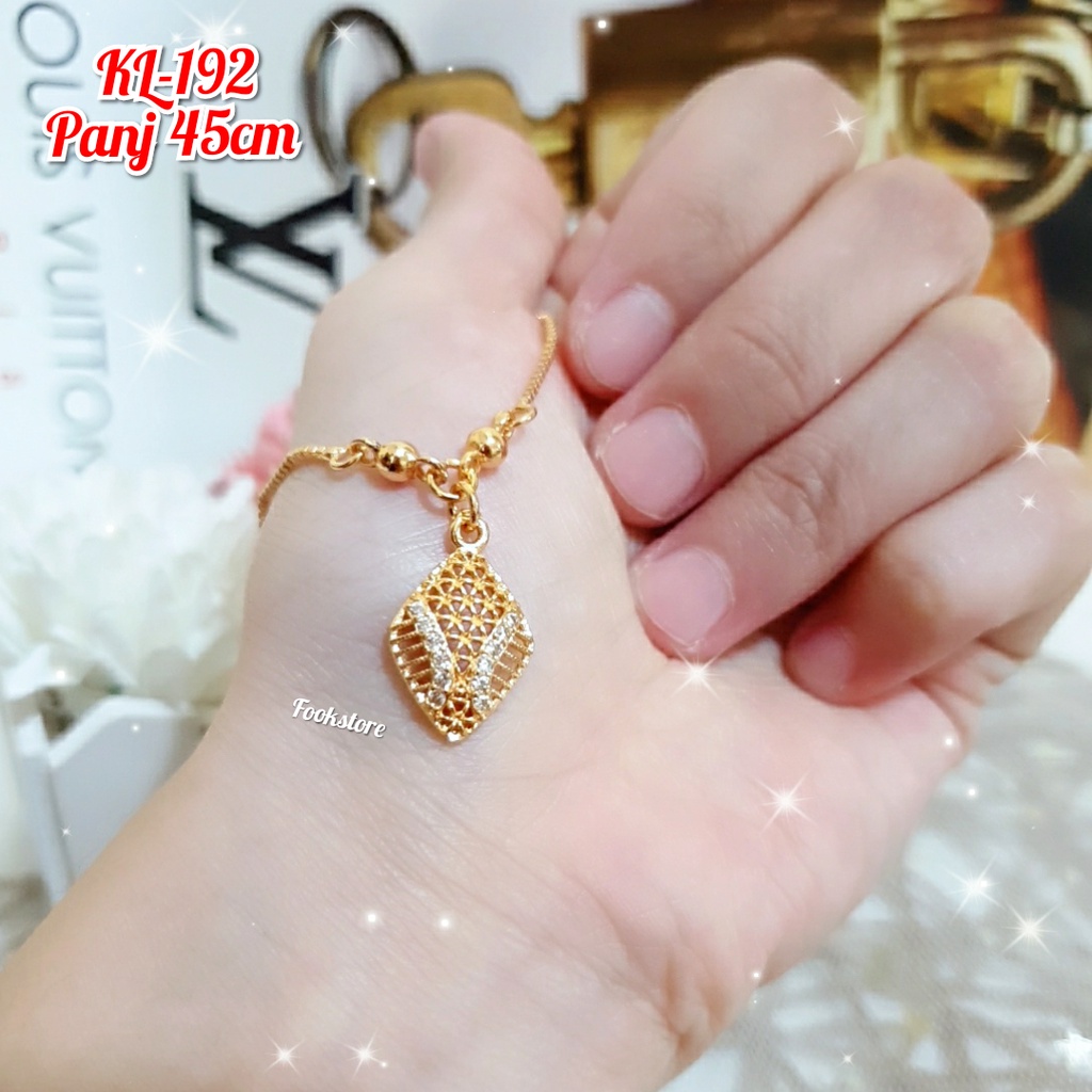 KALUNG WANITA LIONTIN PERMATA MERAH &amp; HIJAU