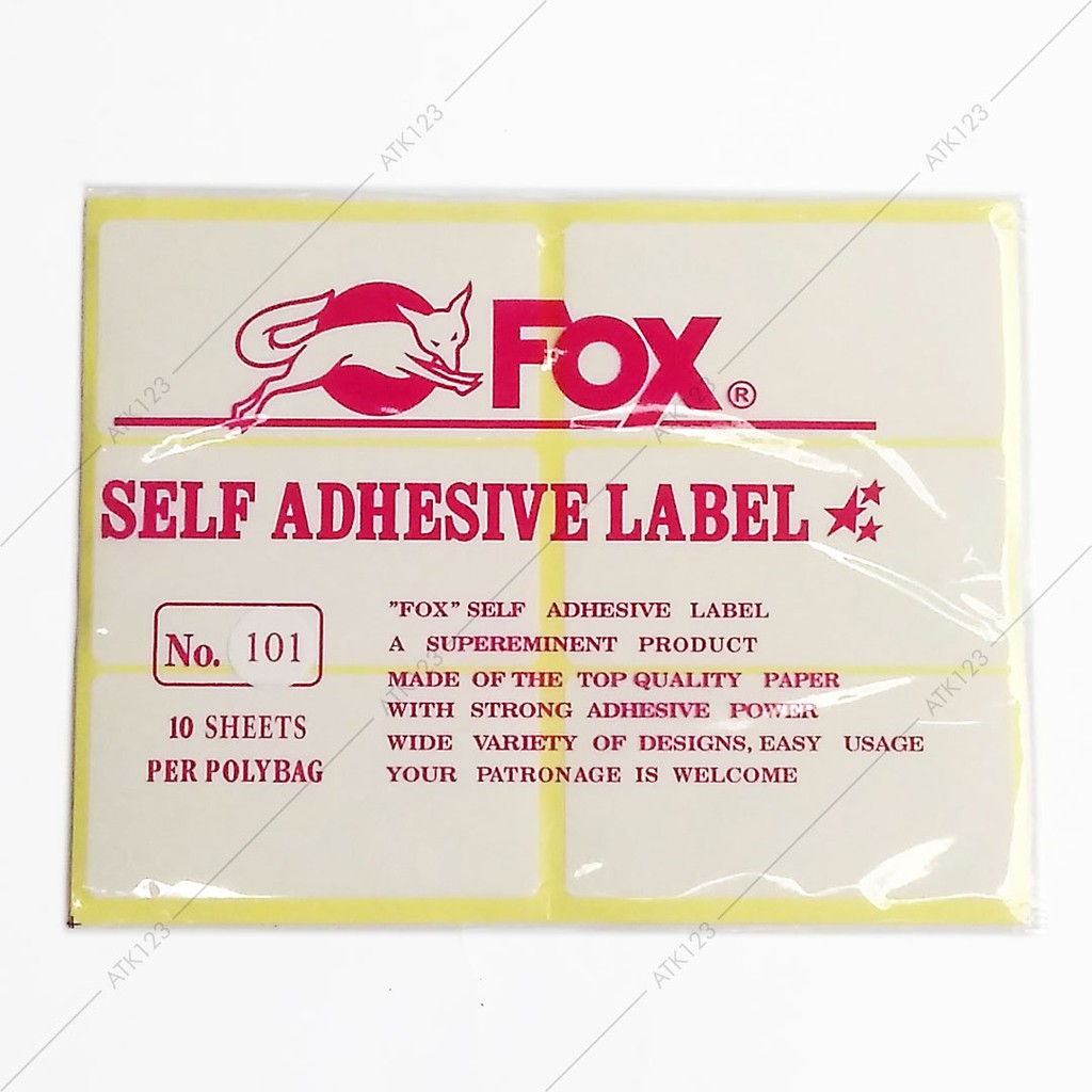 

Kertas / Label Stiker Fox No. 101 uk. 50 x 100 mm (Persegi Panjang)