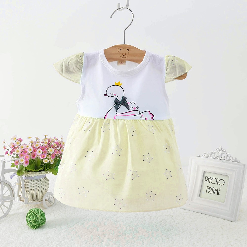 Dress DN01 NewBorn Anak Bayi Perempuan Newborn Imut Lucu Import Impor Pakaian Best Seller Murah-Kuning