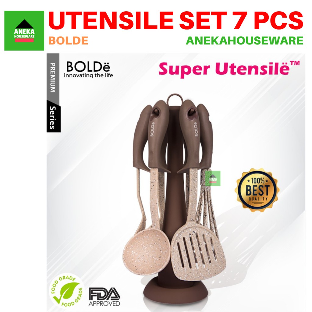 Super Utensil Set 7 Pcs Spatula Set Alat Masak Anti Gores BOLDE