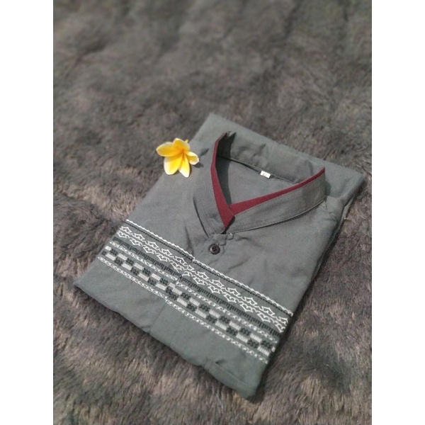 Grosir Baju koko murah/koko lengan pendek-abu (katun)