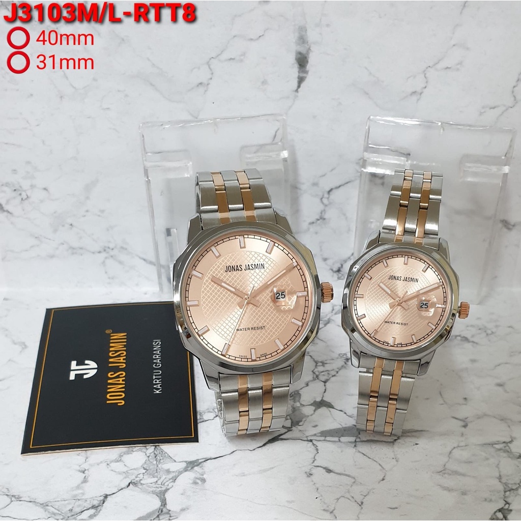 Jam Tangan JONAS JASMIN JJ- 3103/ Fashion Pasangan / Couple Jonas Jasmin JJ3103HM Tanggal Aktif Tali Rantai / JAM TANGAN JONAS JASMIN STAINLESS STEEL