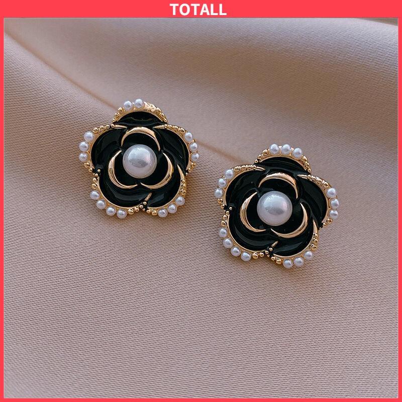 COD Tren Anting Pejantan Camellia Gaya Hong Kong Anting Pejantan Perak Mutiara-Totall