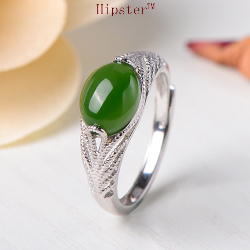 Retro Graceful and Fashionable Hollow Emerald Open Ring