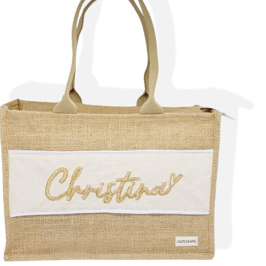 

Miliki - Tas Goni Laminasi / Tas Burlap Laminasi / Jute Bag - BORDIR ON KANVAS