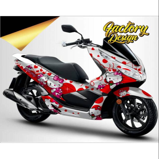 Stiker decal pcx hello kitty merah putih