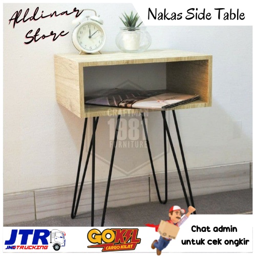 Nakas Meja Lampu Kaki Besi Buffet Bed Side Table / Meja Kamar Tidur / Meja Kasur / Meja Sudut