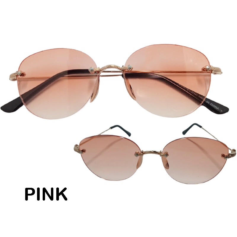 Kacamata korea / Kacamata wanita bergaya tanpa bingkai Gagang Gold Premium / Kacamata hitam / Sunglasses Kacamata Fashion Wanita Pria Model Frame Rimless Kacamata Import Premium Kacamata Gaya