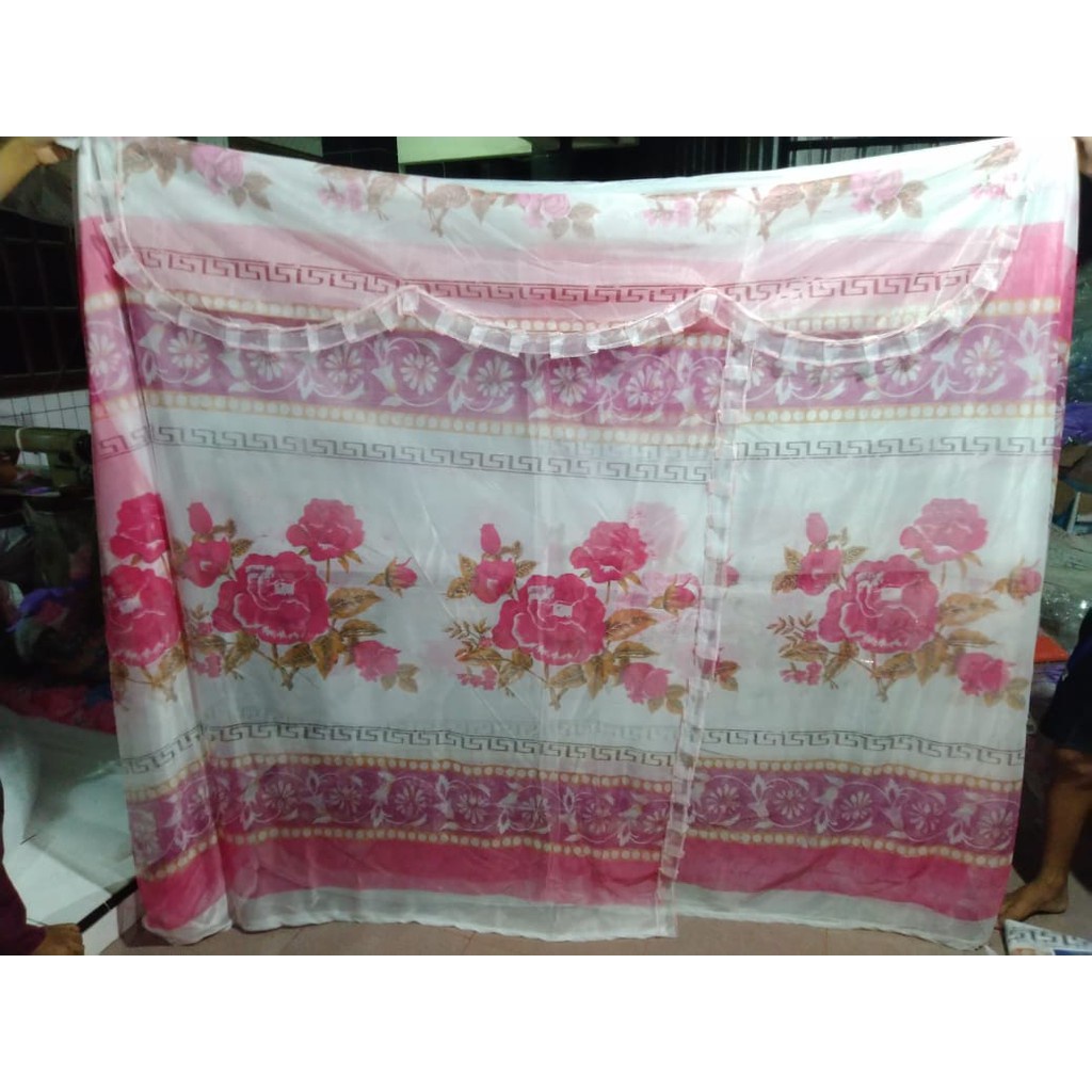 KELAMBU NYAMUK GRADE A Tebal/Kelambu Tidur/Kerodong Anti nyamuk motif bunga mawar