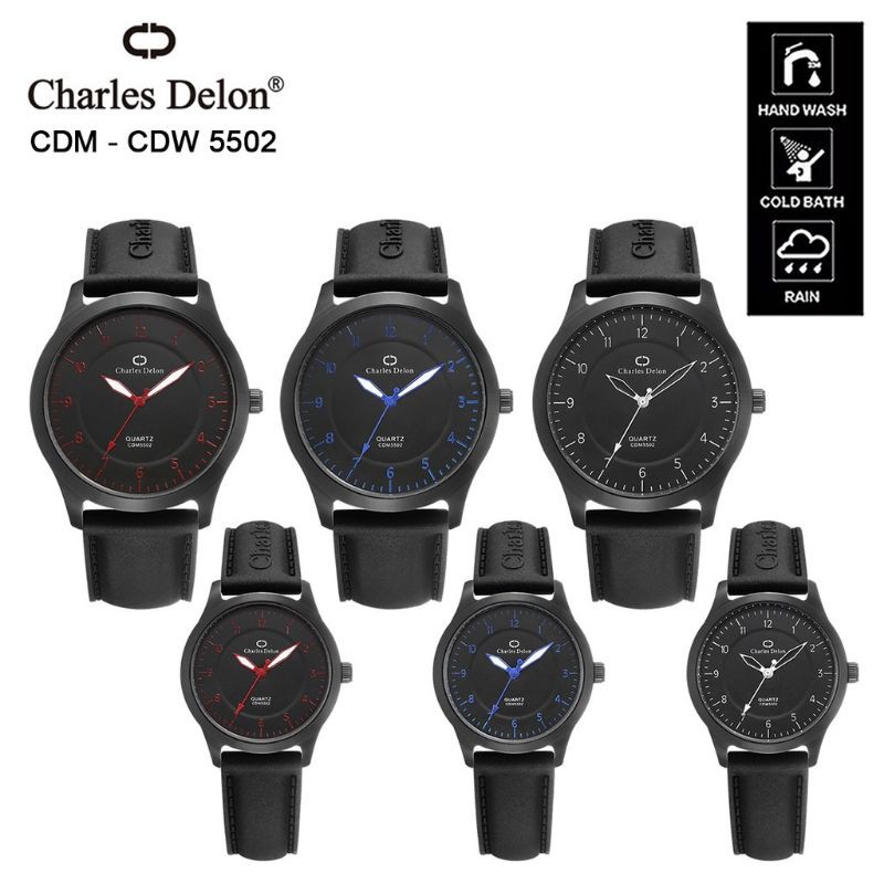 ORIGINAL,,JAM TANGAN COUPLE CHARLES DELON RUBBER KARET CDM 5501 5502 CHARLES DELON KULIT CDM 6102 61