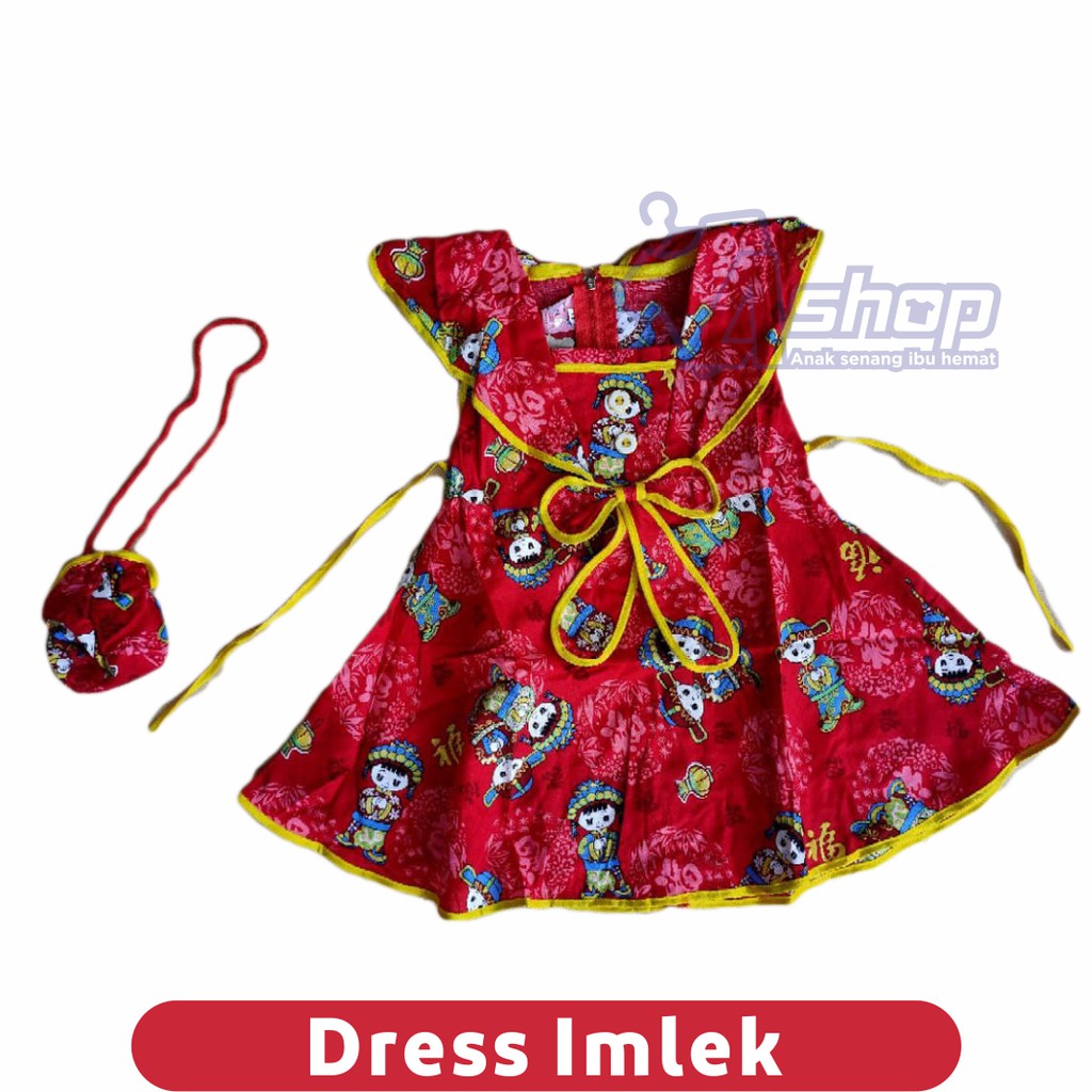 Dress Anak  Model Cina Motif Mandarin Kaos Perempuan Imlek