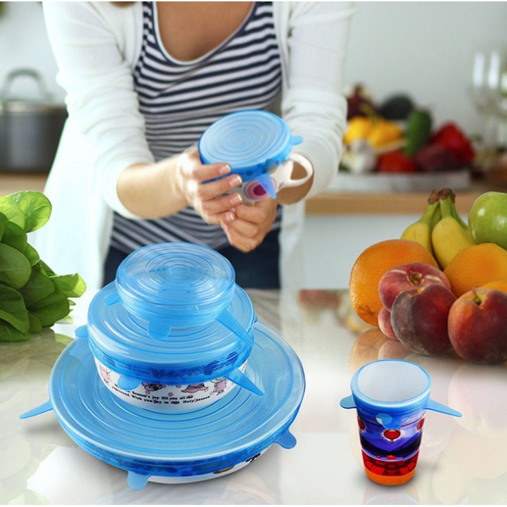 MARKAS88 Penutup Mangkok dan Buah-Buahan 6 in 1 Stretch Bowl Cover Lid Silicone Food Cover