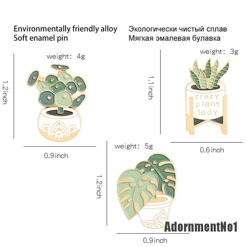 (Adornmentno1) Bros Pin Enamel Bentuk Pot Tanaman Untuk Aksesoris Pakaian / Tas