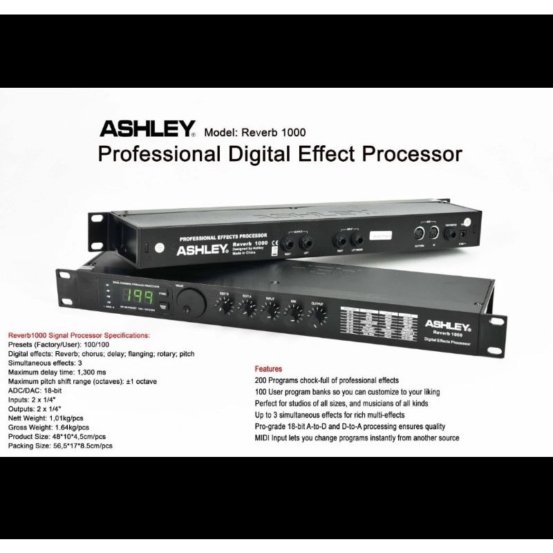 EFFECT VOCAL ASHLEY REVERB1000/REVERB 1000 ( ORIGINAL )