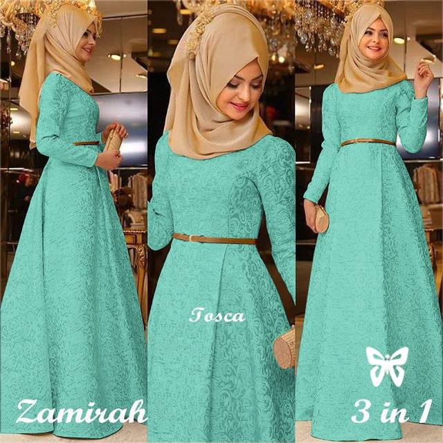 ELDE 5 - SALE Maxy Zamirah Maxi bahan baloteli embos + pasmina spandek + belt, fit to L