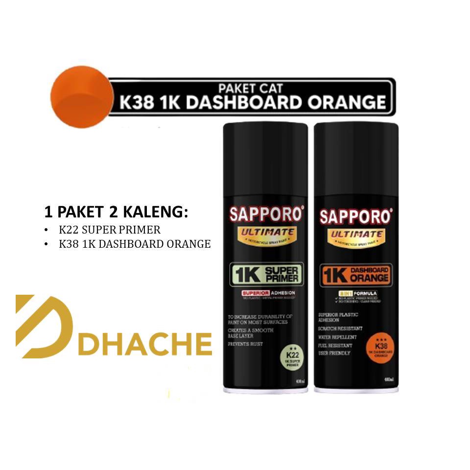 Paket Cat K38 1K Dashboard Orange / Sapporo Ultimate / Body Kasar Bukan Hitam 400ml