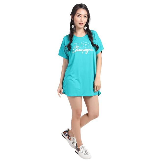 EDISI TERBARU LEMONE - BAJU DRESS KAOS WANITA PREMIUM 177SS601233 BIRU TOSCA FREE ONGKIR..
